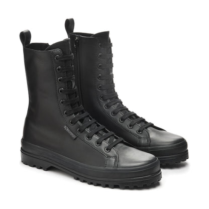 Total Black - Front - Superga Womens-Ladies 2641 Alpina Nappa Leather High Tops