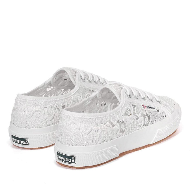 White - Back - Superga Womens-Ladies 2750 Macramé Trainers