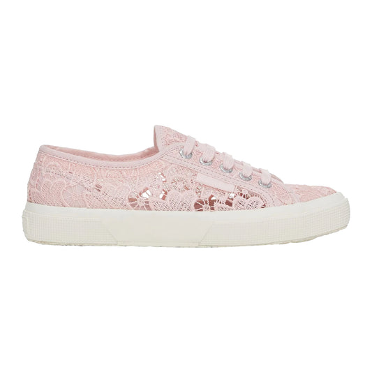 Pink Ish-Avorio - Front - Superga Womens-Ladies 2750 Macramé Trainers