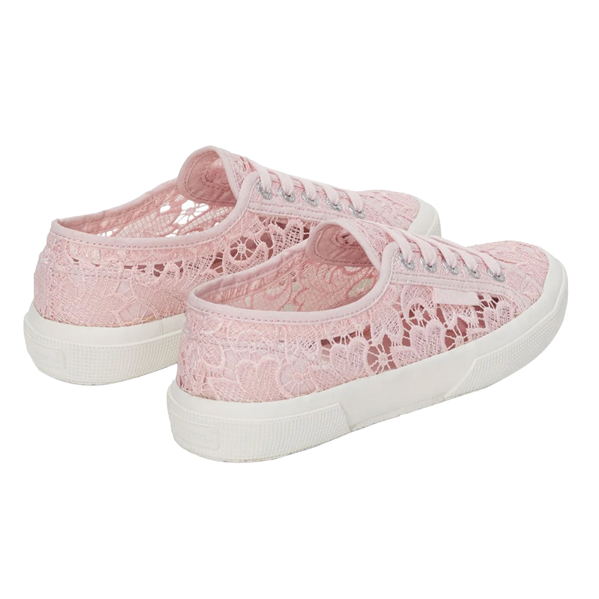 Pink Ish-Avorio - Side - Superga Womens-Ladies 2750 Macramé Trainers