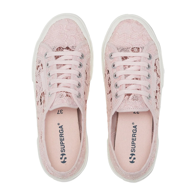 Pink Ish-Avorio - Lifestyle - Superga Womens-Ladies 2750 Macramé Trainers