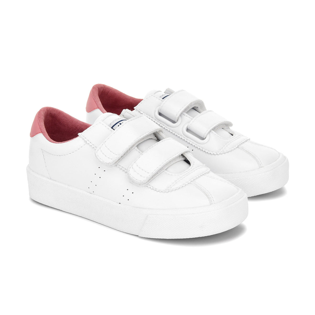 White-Dusty Pink - Front - Superga Childrens-Kids 2843 Club S Vegan Leather Trainers