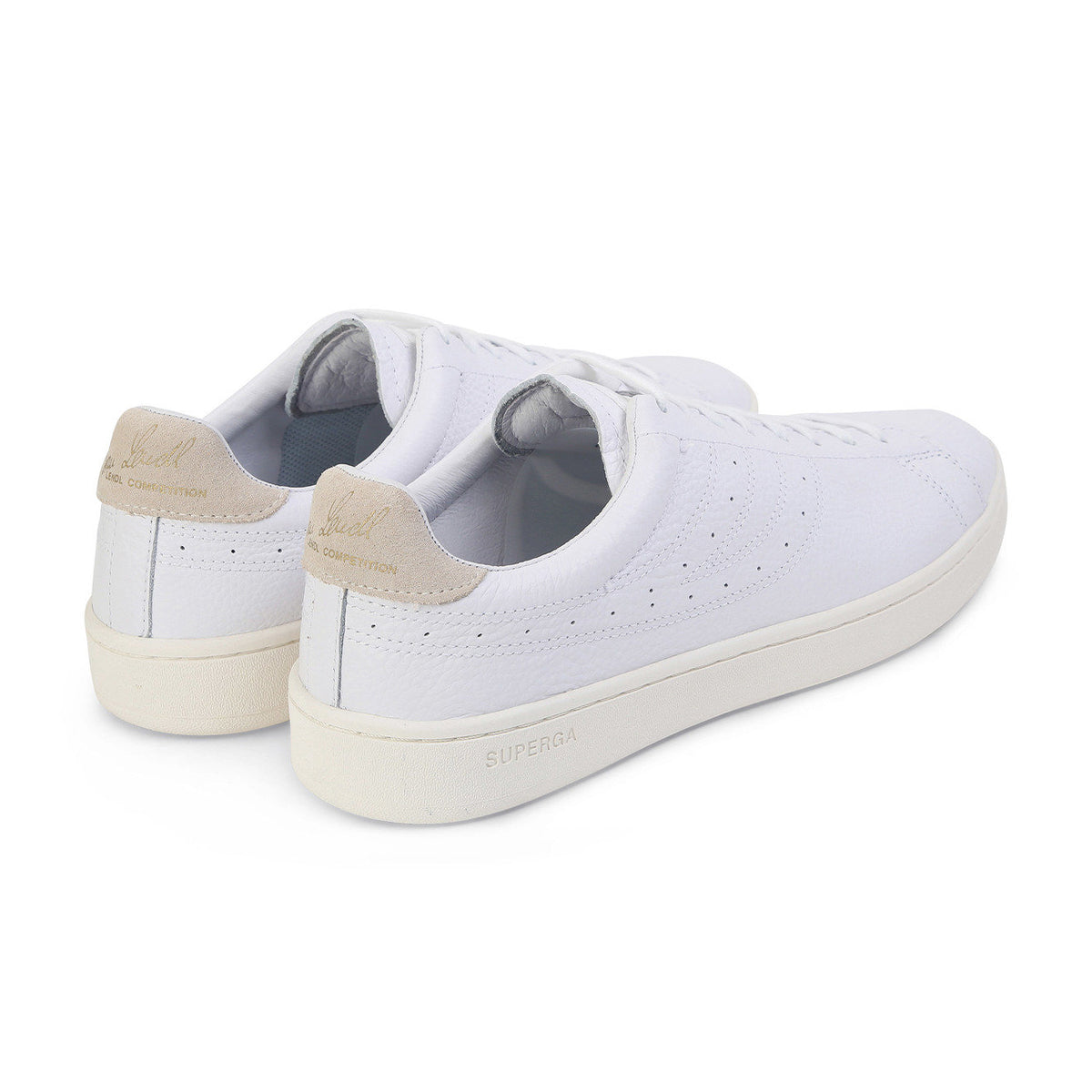 White-White Avorio - Back - Superga Mens 4833 Lendl Match Leather Trainers