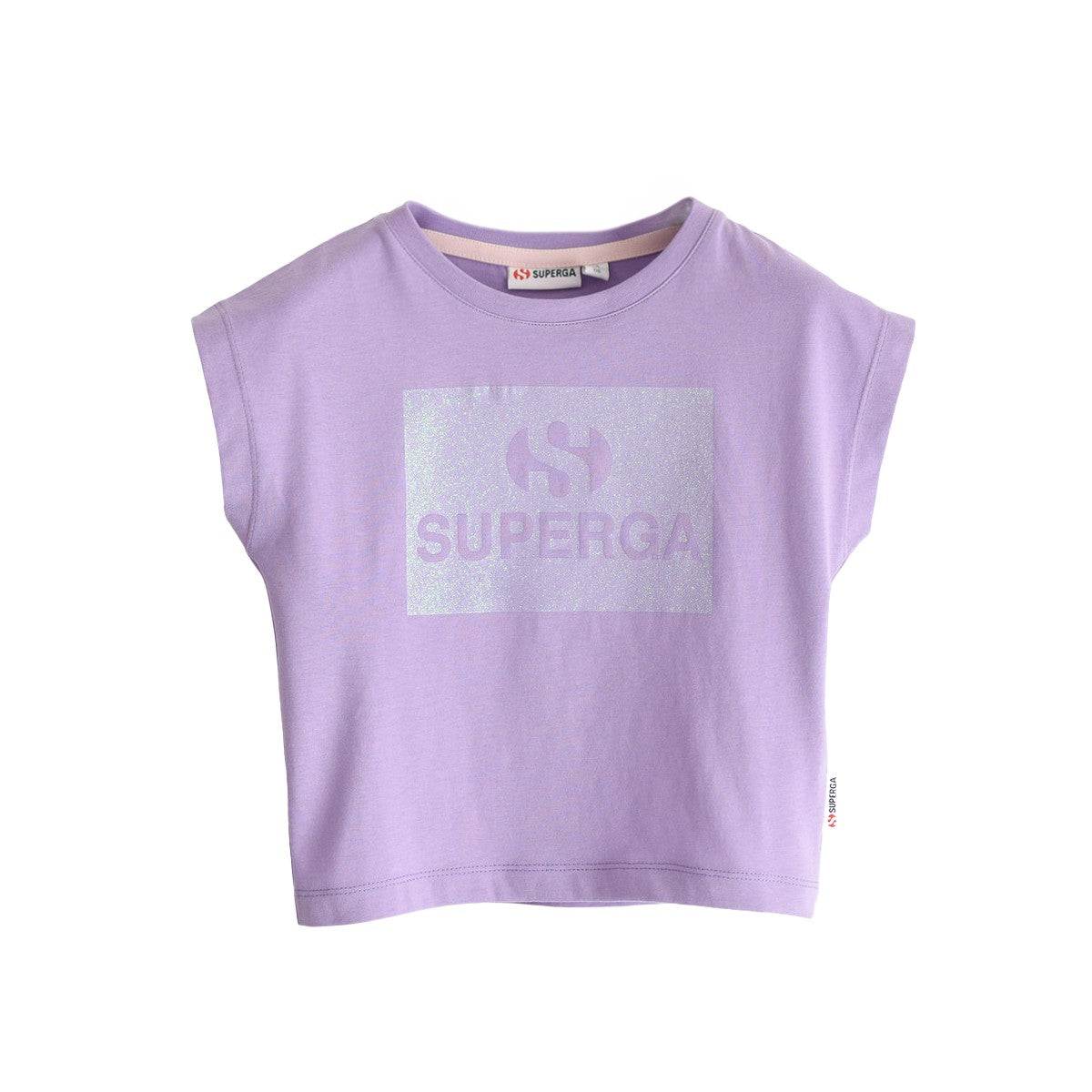 Dark Wine - Front - Superga Childrens-Kids Glitter Cropped T-Shirt