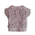 Pink-Black - Back - Superga Childrens-Kids Leopard Print Cropped T-Shirt