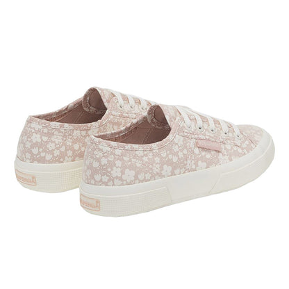 White Avorio-Pink Skin - Back - Superga Womens-Ladies 2750 Flower Trainers