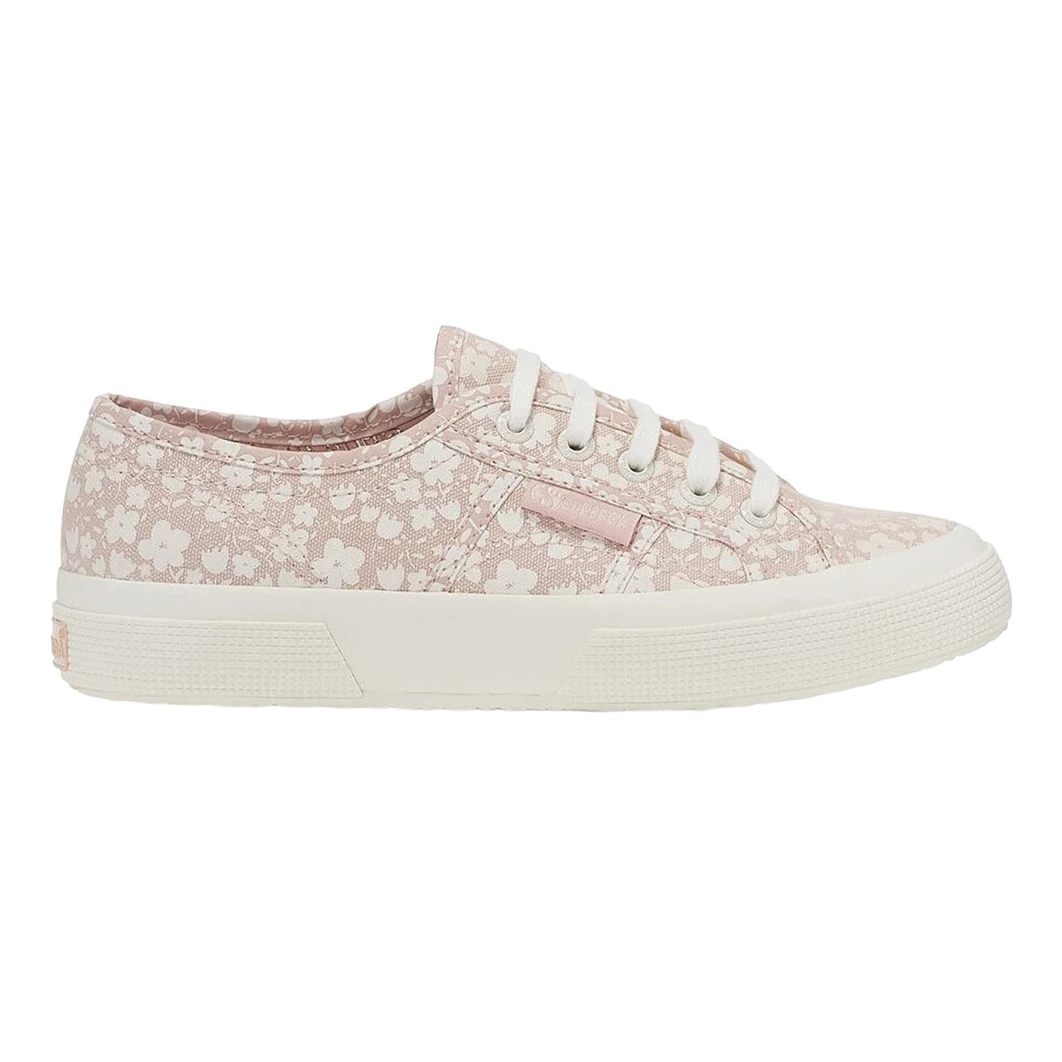 White Avorio-Pink Skin - Side - Superga Womens-Ladies 2750 Flower Trainers