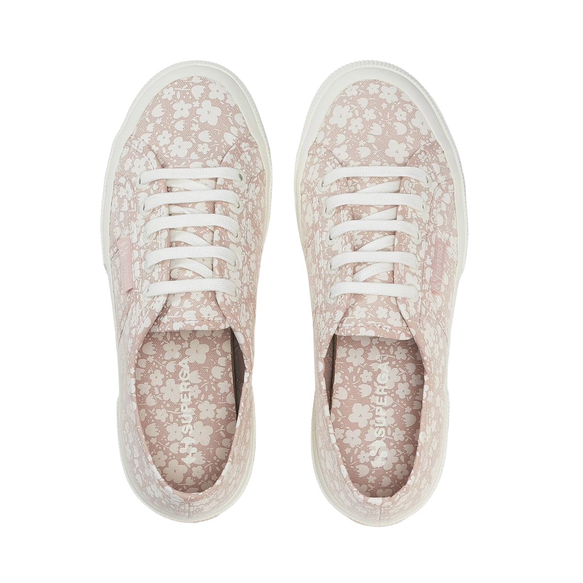 White Avorio-Pink Skin - Lifestyle - Superga Womens-Ladies 2750 Flower Trainers