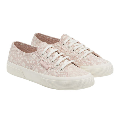 White Avorio-Pink Skin - Front - Superga Womens-Ladies 2750 Flower Trainers