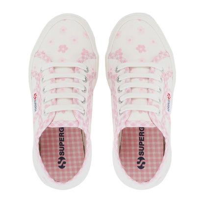 White Avorio-Pink - Lifestyle - Superga Childrens-Kids 2750 Flowers Gingham Trainers
