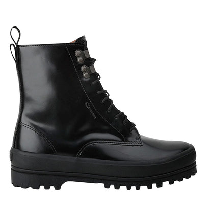 Total Black - Side - Superga Womens-Ladies 3341 Alpina Box Leather Ankle Boots