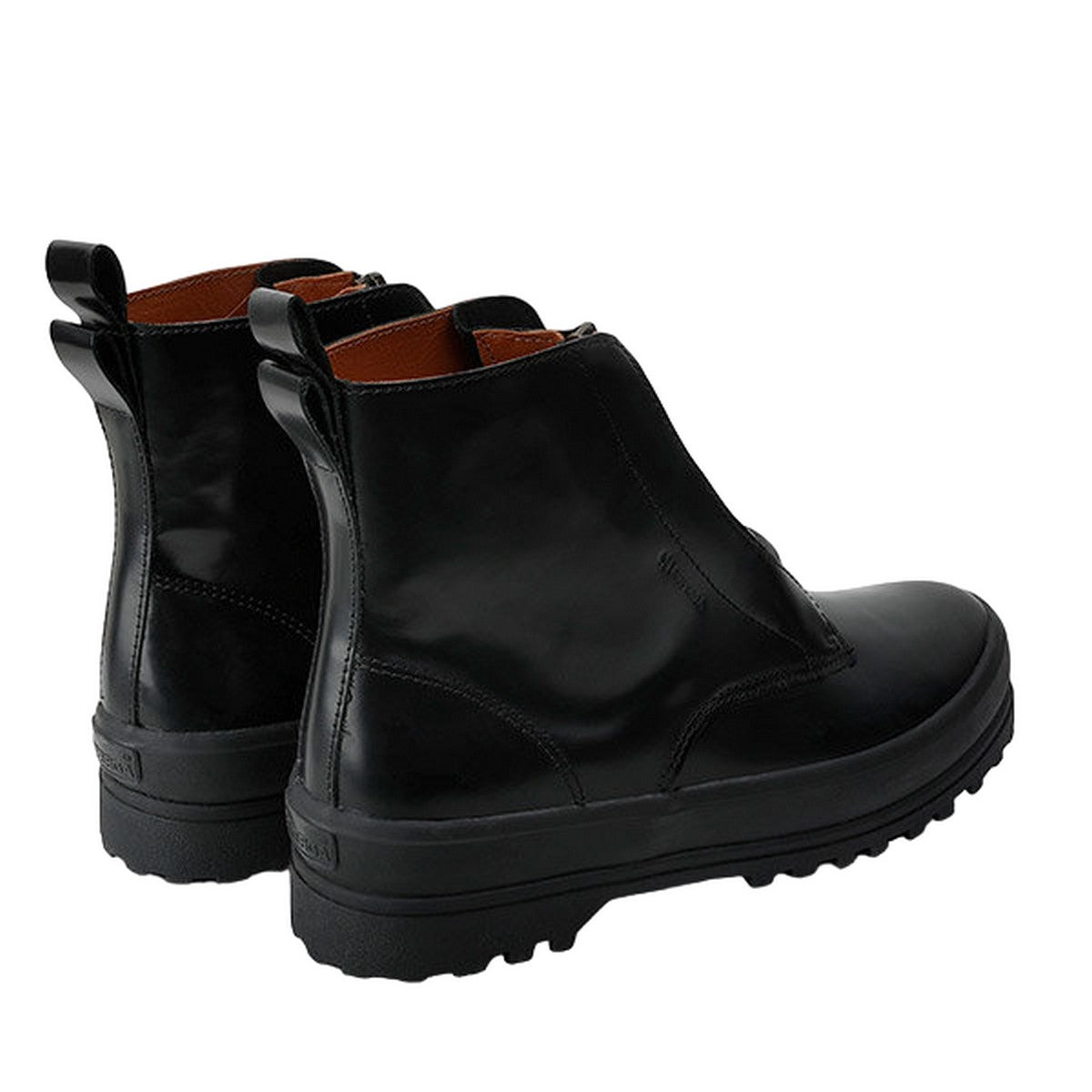 Total Black - Back - Superga Womens-Ladies 3342 Alpina Box Calf Leather Zip Ankle Boots