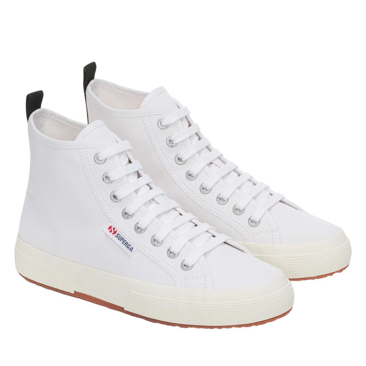 White-Black-Avorio - Front - Superga Unisex Adult 2750 Cotton Mid Cut High Tops
