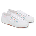 White-Pink Melon - Front - Superga Womens-Ladies 2750 Little Flowers Embroidered Trainers
