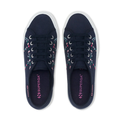 Navy-Fuchsia Pink-Blue - Side - Superga Womens-Ladies 2750 Little Flowers Embroidered Trainers