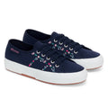 Navy-Fuchsia Pink-Blue - Front - Superga Womens-Ladies 2750 Little Flowers Embroidered Trainers