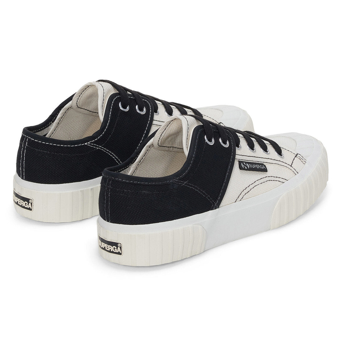 Black-Blue-Orange - Back - Superga Womens-Ladies Colour Block Trainers