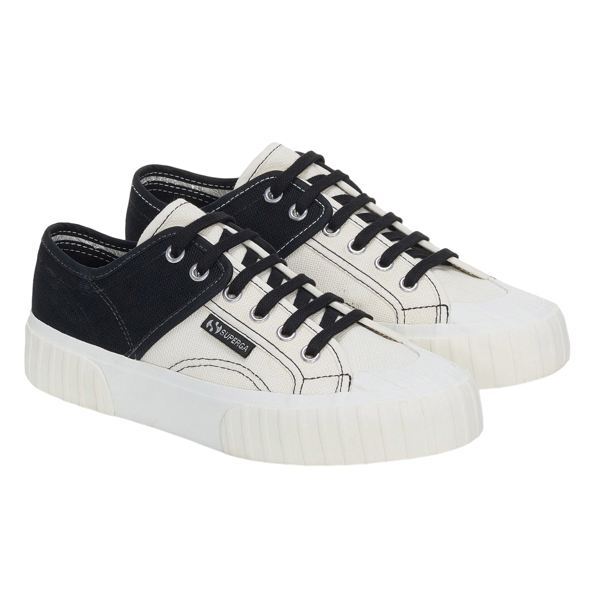 Black-Blue-Orange - Front - Superga Womens-Ladies Colour Block Trainers