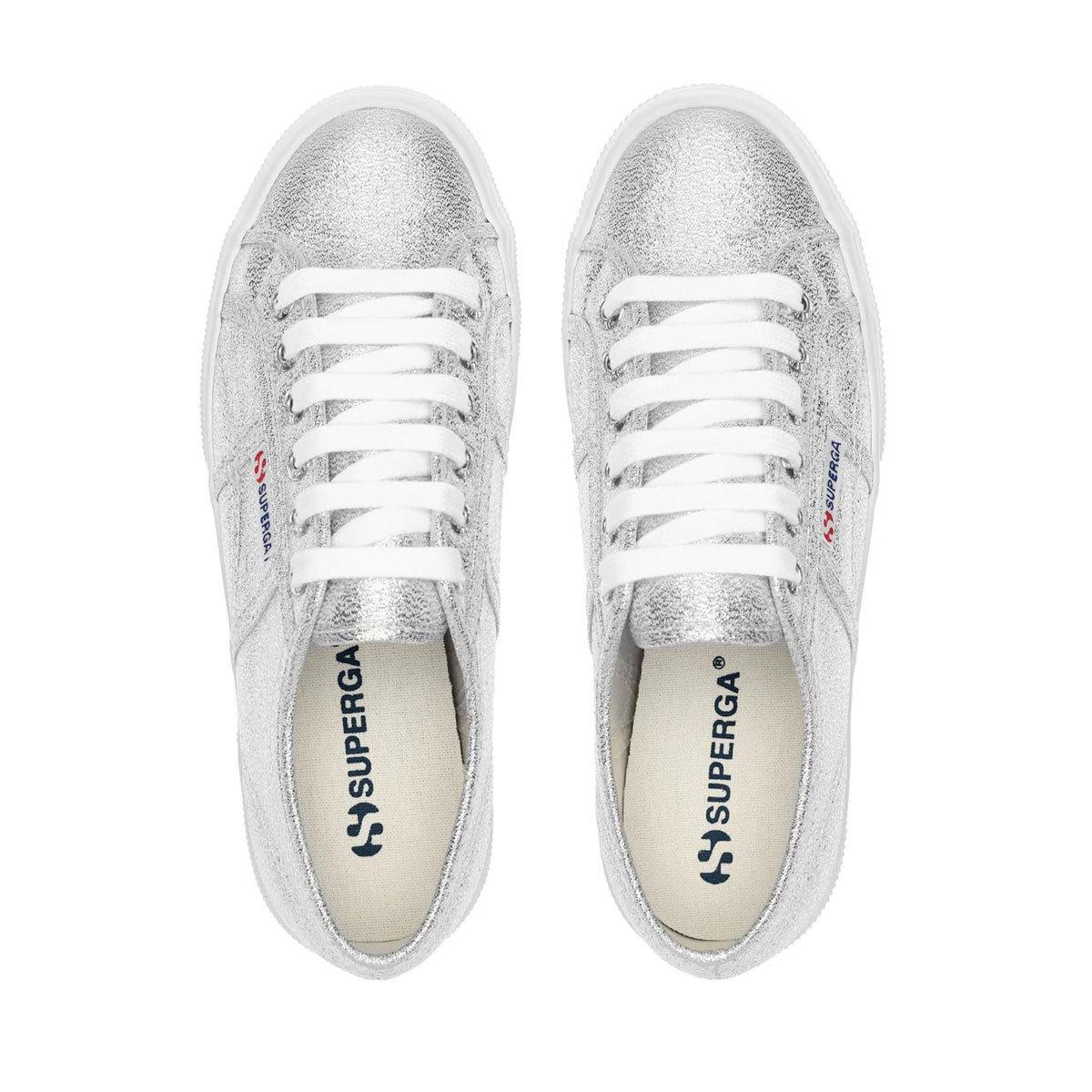 Grey Silver - Side - Superga Womens-Ladies 2740 Lame Platform Trainers
