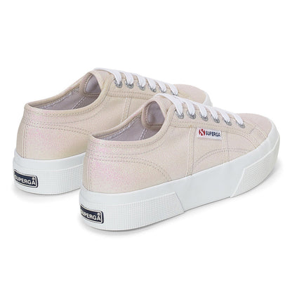 Beige-Iridescent - Back - Superga Womens-Ladies 2740 Lame Platform Trainers
