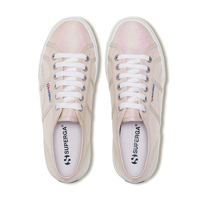 Beige-Iridescent - Side - Superga Womens-Ladies 2740 Lame Platform Trainers