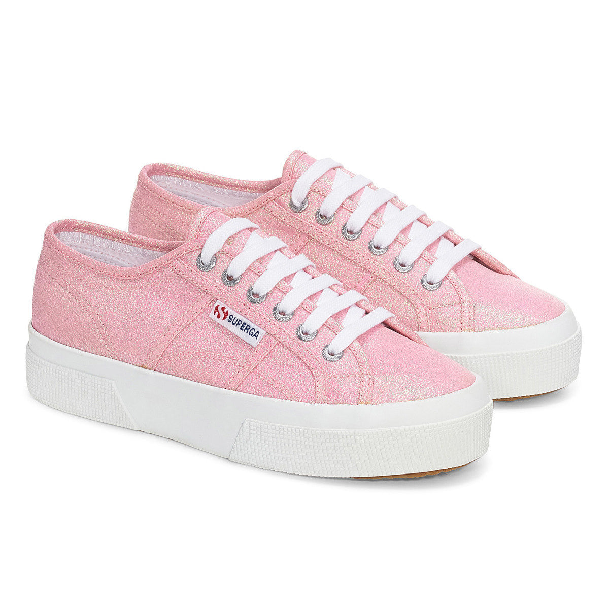Pink Begonia Iridescent - Front - Superga Womens-Ladies 2740 Lame Platform Trainers