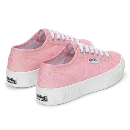Pink Begonia Iridescent - Back - Superga Womens-Ladies 2740 Lame Platform Trainers