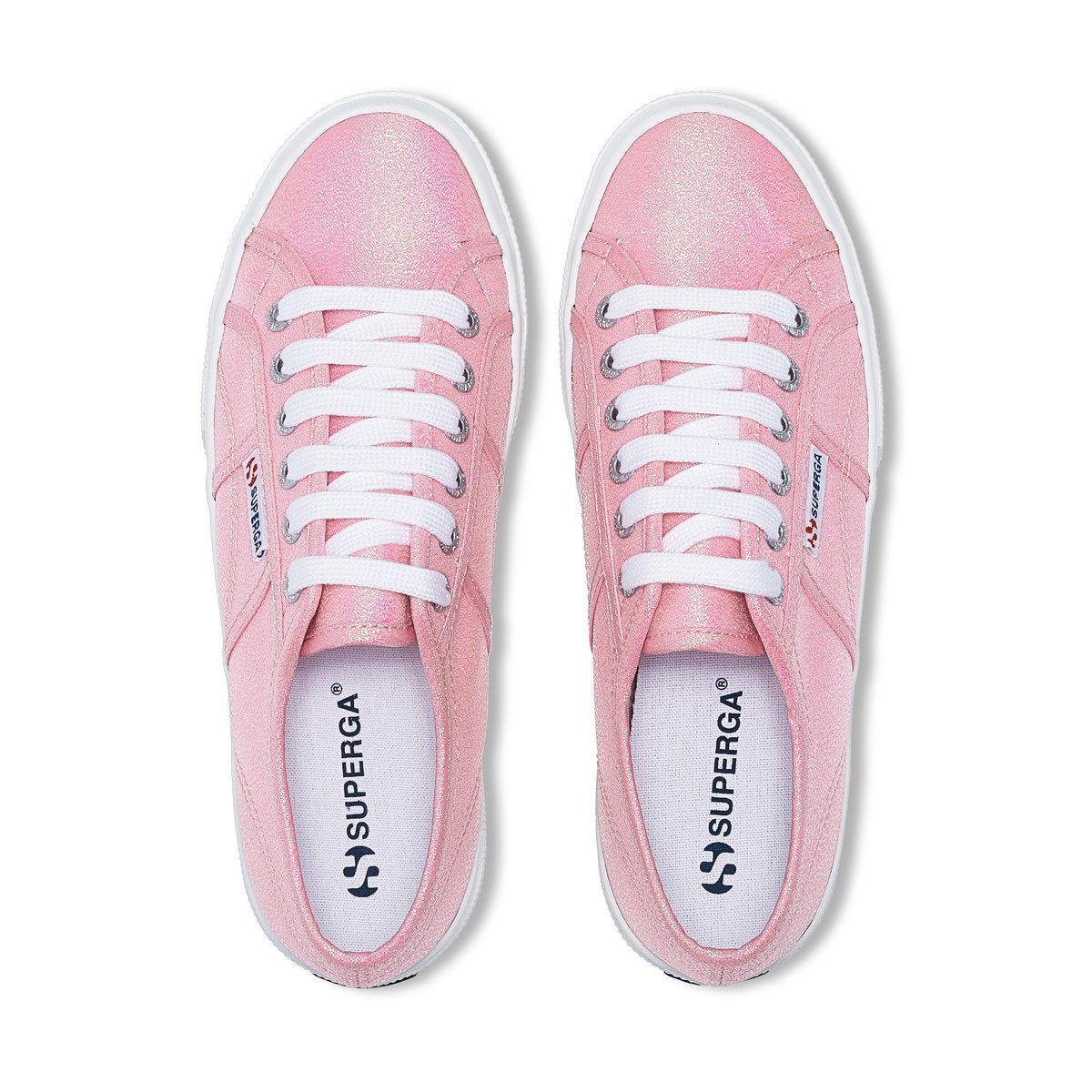 Pink Begonia Iridescent - Side - Superga Womens-Ladies 2740 Lame Platform Trainers