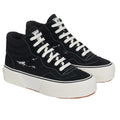 Black-White Avorio - Front - Superga Womens-Ladies 3141 Revolley Swallowtail Ripped Mid Cut Trainers