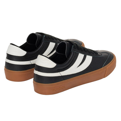 Black-Gum - Back - Superga Unisex Adult 4834 Club S Swallow Contrast Detail Vegan Leather Trainers