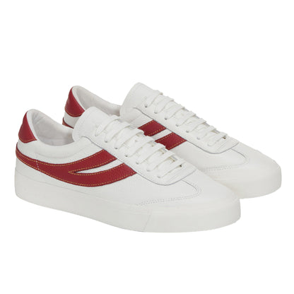 White Avorio-Red-Yellow - Side - Superga Unisex Adult 4834 Club S Swallow Contrast Detail Vegan Leather Trainers