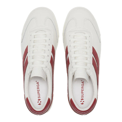 White Avorio-Red-Yellow - Pack Shot - Superga Unisex Adult 4834 Club S Swallow Contrast Detail Vegan Leather Trainers