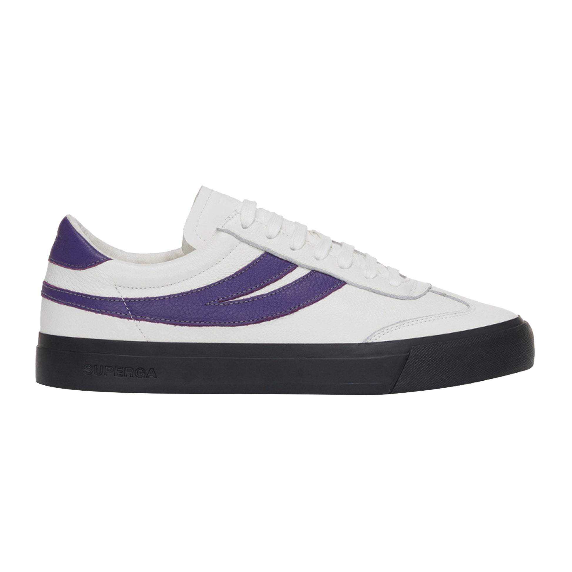 White Avorio-Purple-Grey-Black - Back - Superga Unisex Adult 4834 Club S Swallow Contrast Detail Vegan Leather Trainers