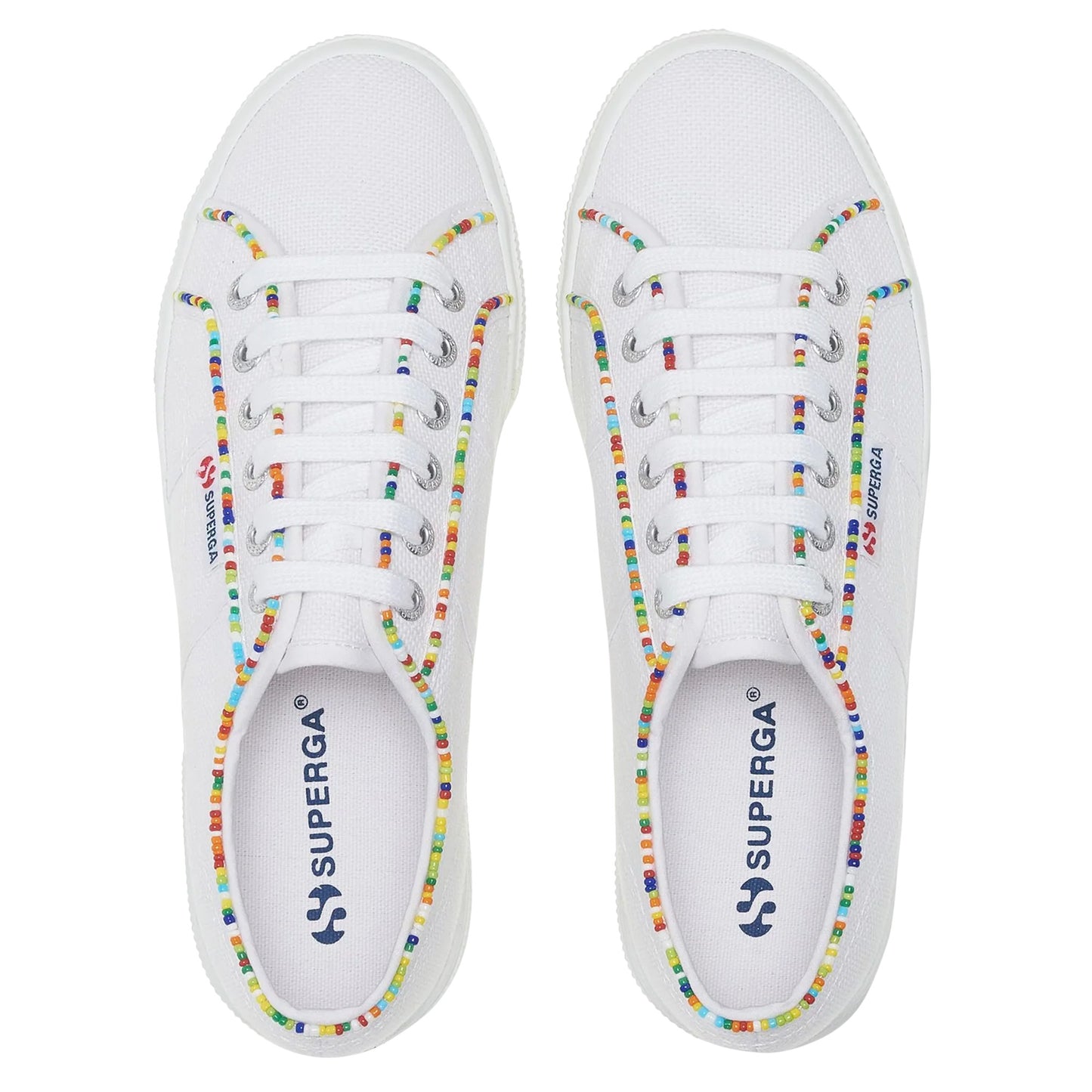 White-Multicoloured - Lifestyle - Superga Womens-Ladies 2740 Beaded Trainers