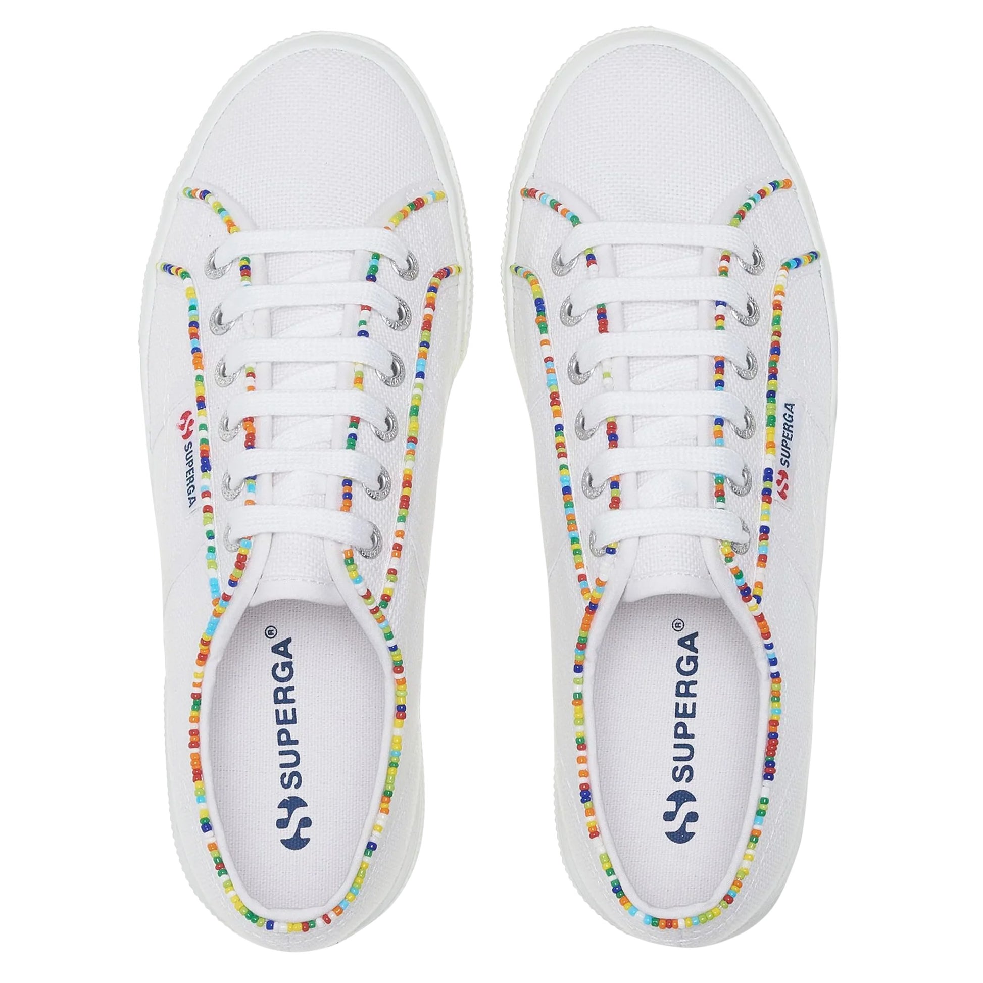 White-Multicoloured - Lifestyle - Superga Womens-Ladies 2740 Beaded Trainers