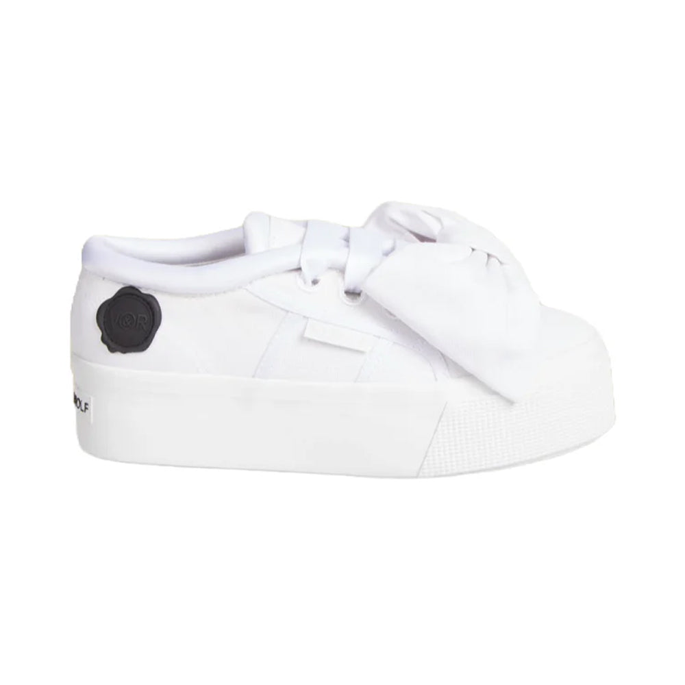 White - Lifestyle - Superga Womens-Ladies Viktor & Rolf 2790 Bow Cotton Platform Trainers