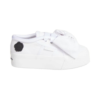 White - Lifestyle - Superga Womens-Ladies Viktor & Rolf 2790 Bow Cotton Platform Trainers