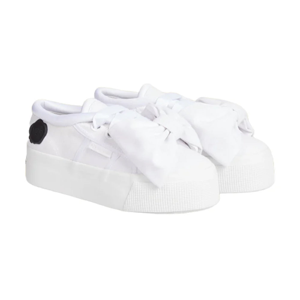 White - Front - Superga Womens-Ladies Viktor & Rolf 2790 Bow Cotton Platform Trainers