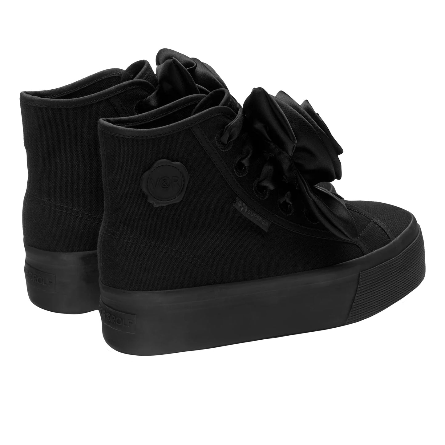 Total Black - Side - Superga Womens-Ladies Viktor & Rolf 2708 Rose High Tops