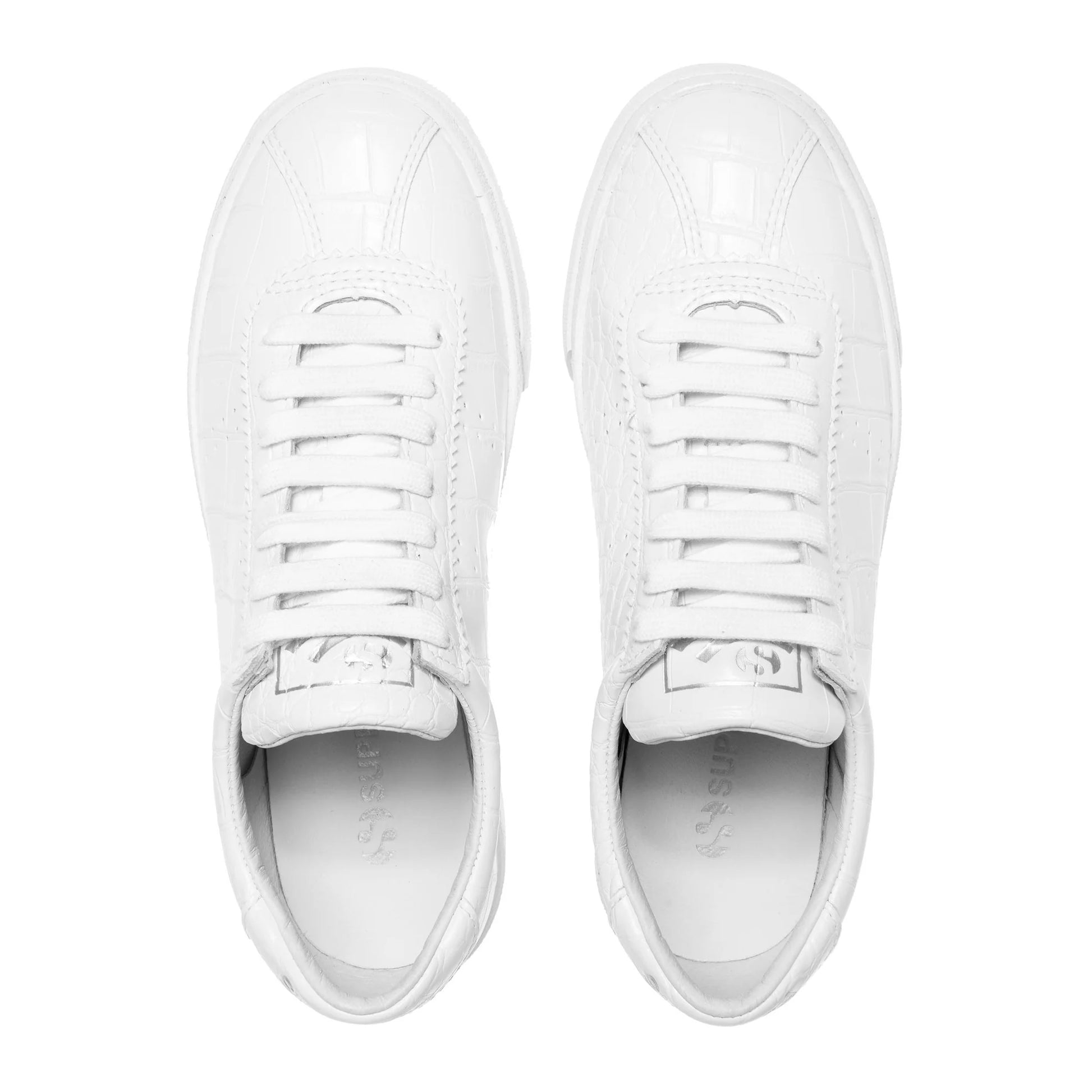 White - Side - Superga Unisex Adult 2843 Sport Club S Crocodile Print Trainers