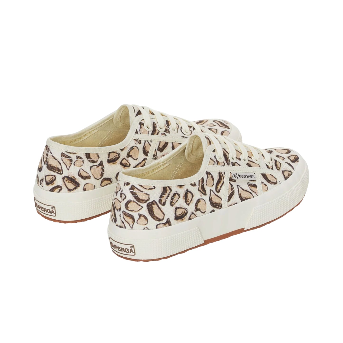 Beige Natural - Back - Superga Womens-Ladies 2750 Giraffe Print Trainers