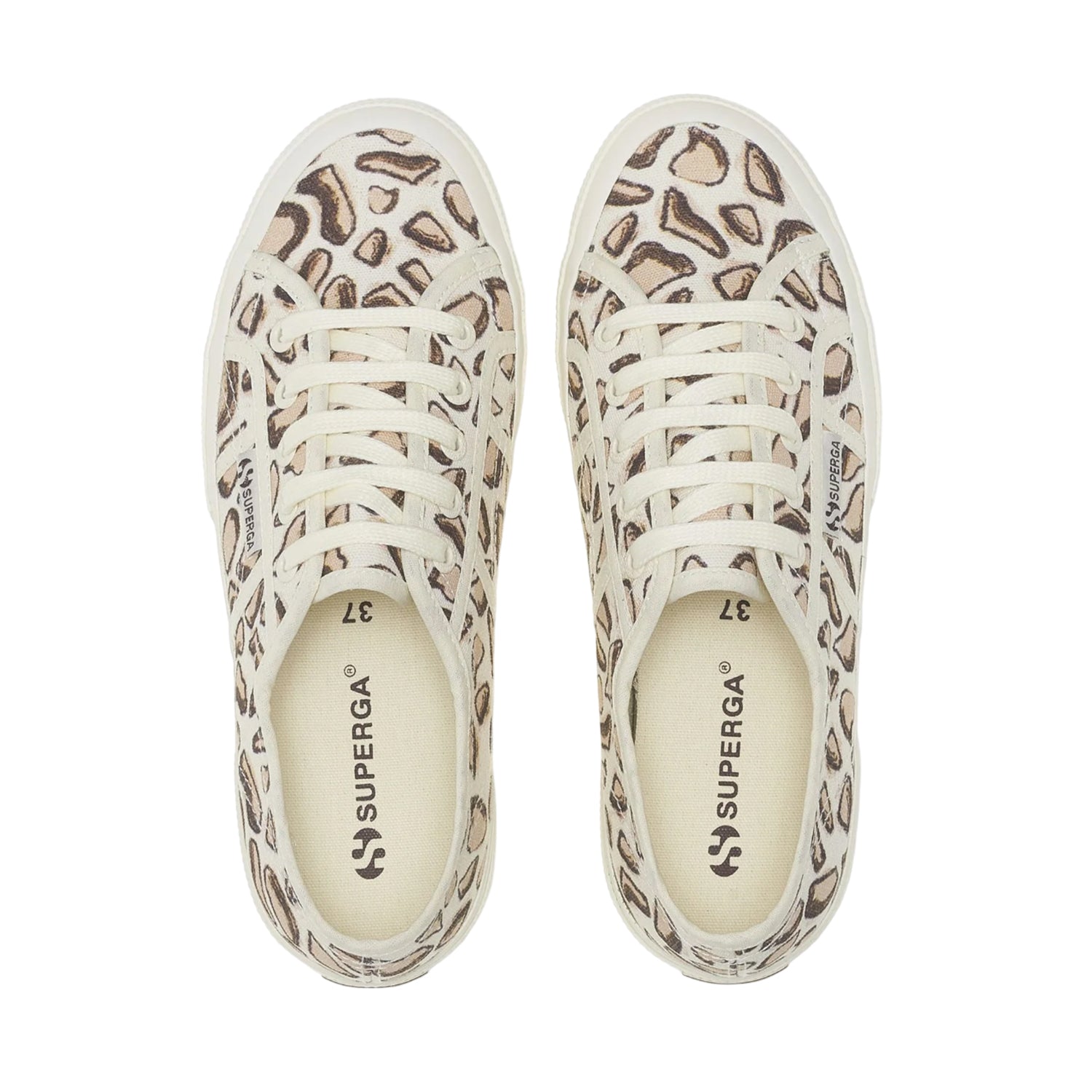 Beige Natural - Side - Superga Womens-Ladies 2750 Giraffe Print Trainers