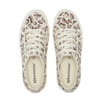 Beige Natural - Side - Superga Womens-Ladies 2750 Giraffe Print Trainers