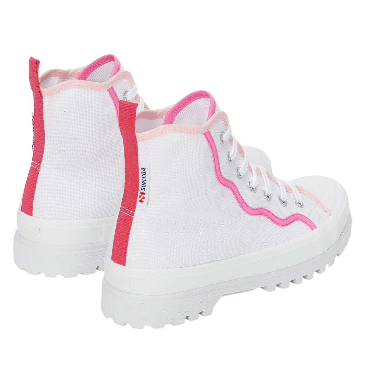 White-Pink - Back - Superga Womens-Ladies 2341 Alpina Curly Bindings Ankle Boots