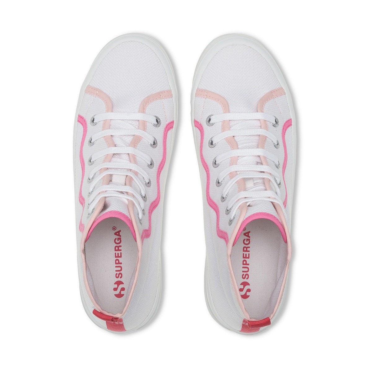 White-Pink - Pack Shot - Superga Womens-Ladies 2341 Alpina Curly Bindings Ankle Boots