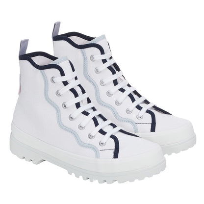White-Blue - Front - Superga Womens-Ladies 2341 Alpina Curly Bindings Ankle Boots