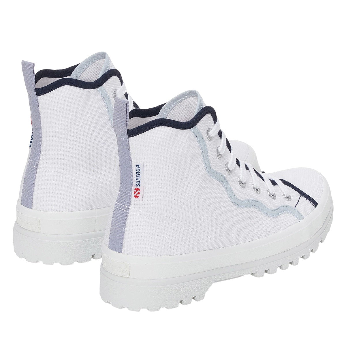 White-Blue - Back - Superga Womens-Ladies 2341 Alpina Curly Bindings Ankle Boots
