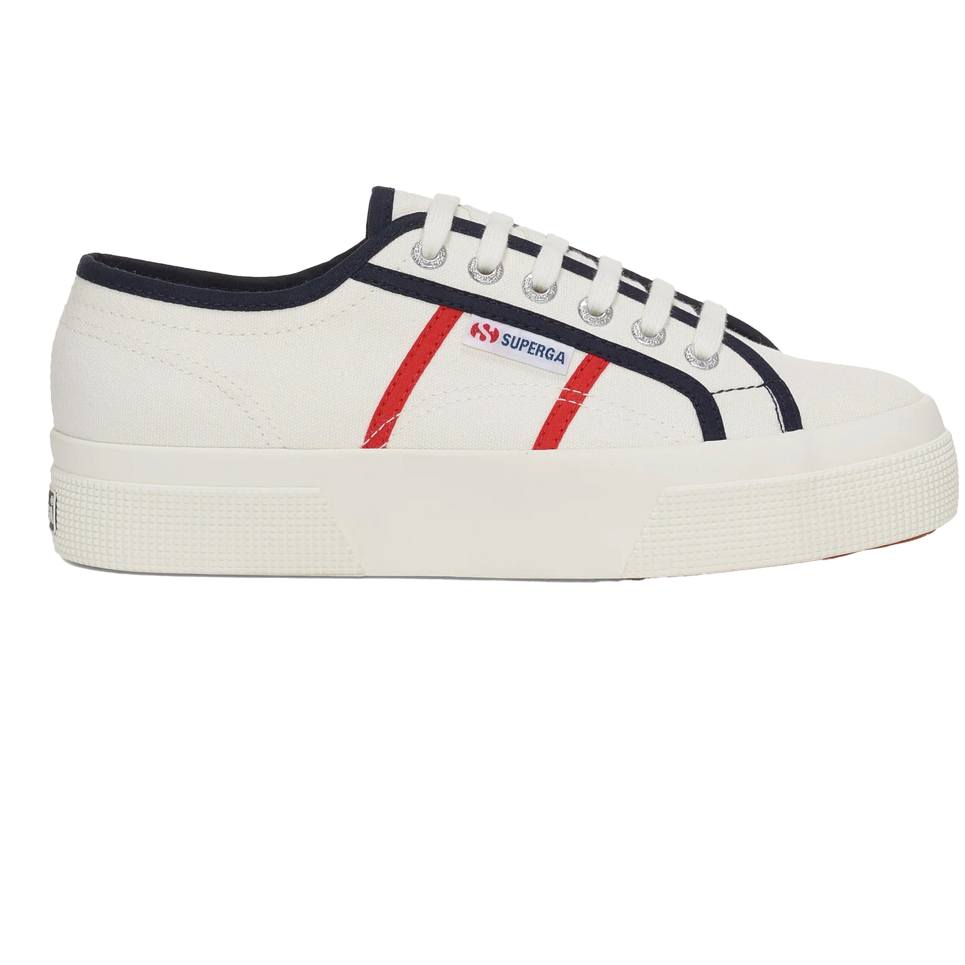 White Avorio-Blue Navy-Red - Lifestyle - Superga Womens-Ladies 2740 Platform Colorblocking Trainers