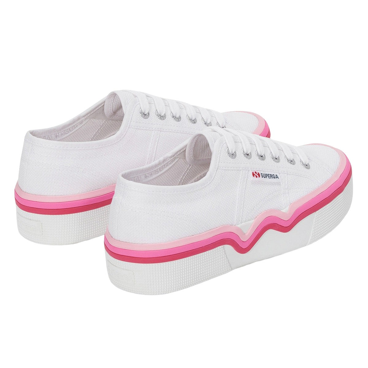 White-Shaded Pink - Back - Superga Womens-Ladies 2740 Liquify Stripes Trainers