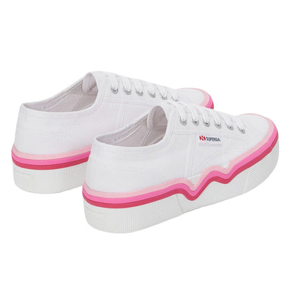 White-Shaded Pink - Back - Superga Womens-Ladies 2740 Liquify Stripes Trainers